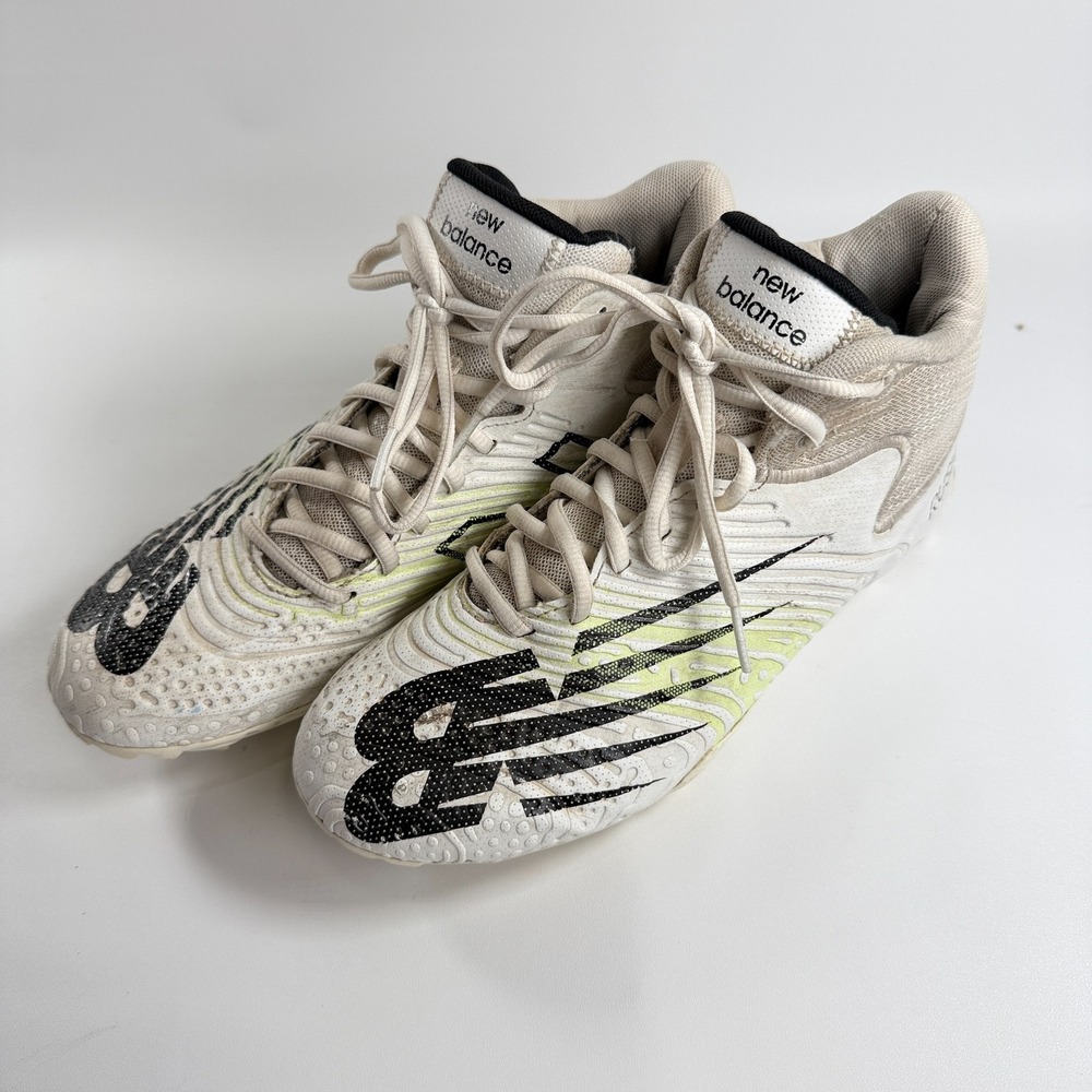 New Balance Rush V3 Mid White Bleached Lime Lacrosse Cleats RUSHMW3 Men Size 7.5